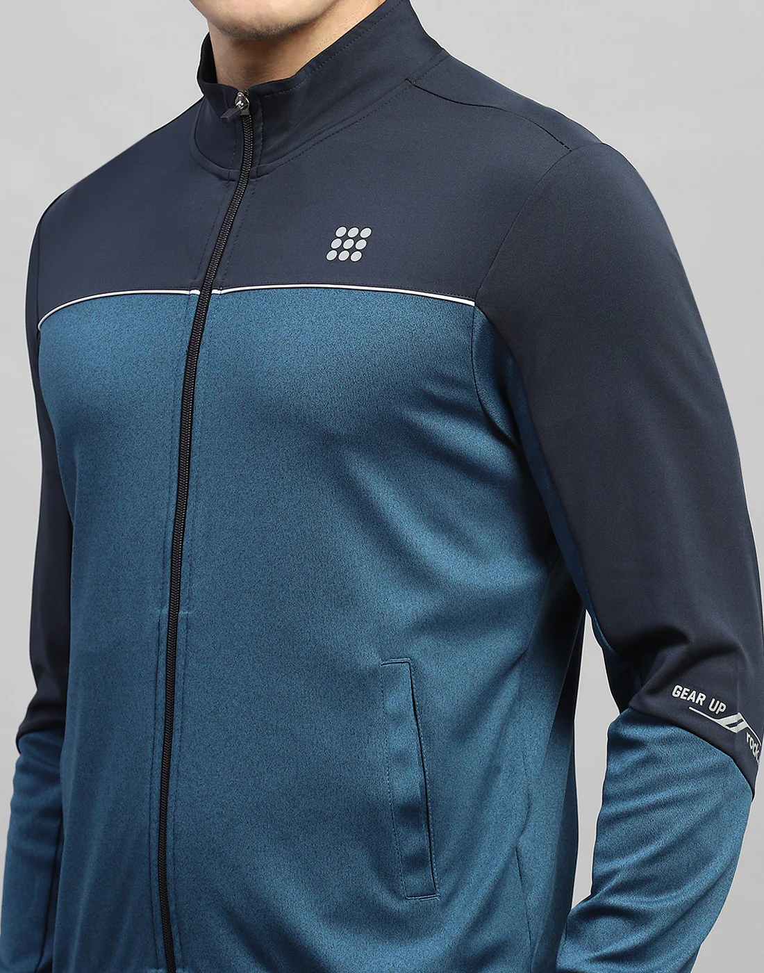 Rock.it Men Teal Blue Solid Round Neck Full Sleeve Tracksuit - Image 7