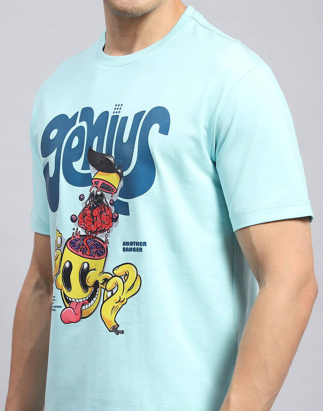 Rock.it Men Turquoise Blue Printed Round Neck Half Sleeve T-Shirt - Image 6