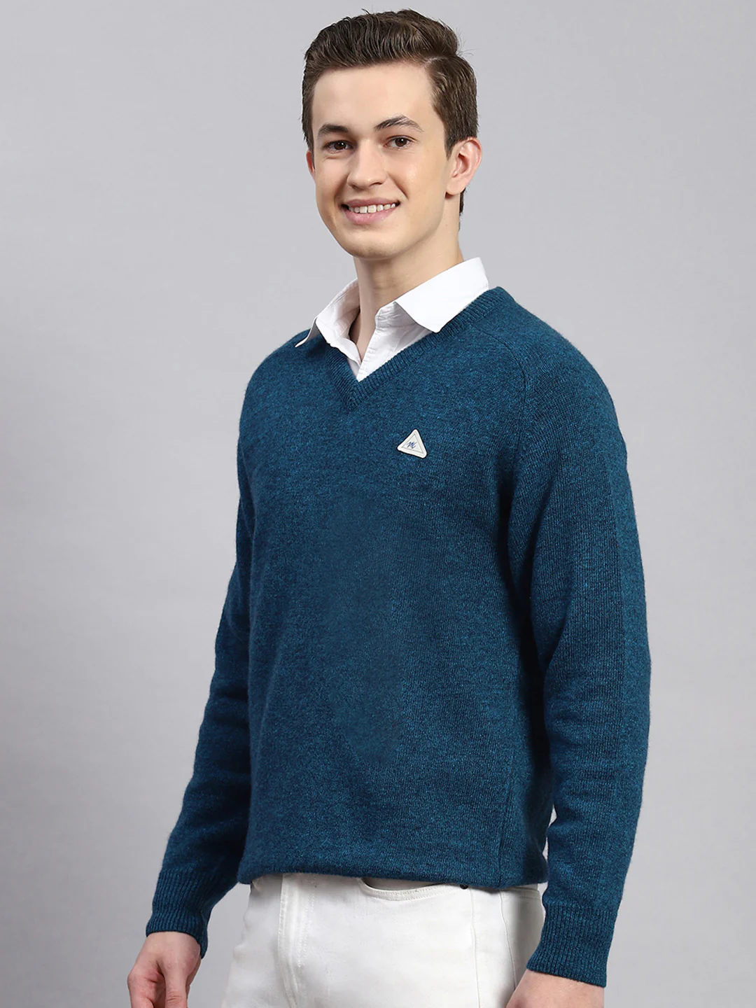 Men Turquoise Blue Solid Pullover - Image 4
