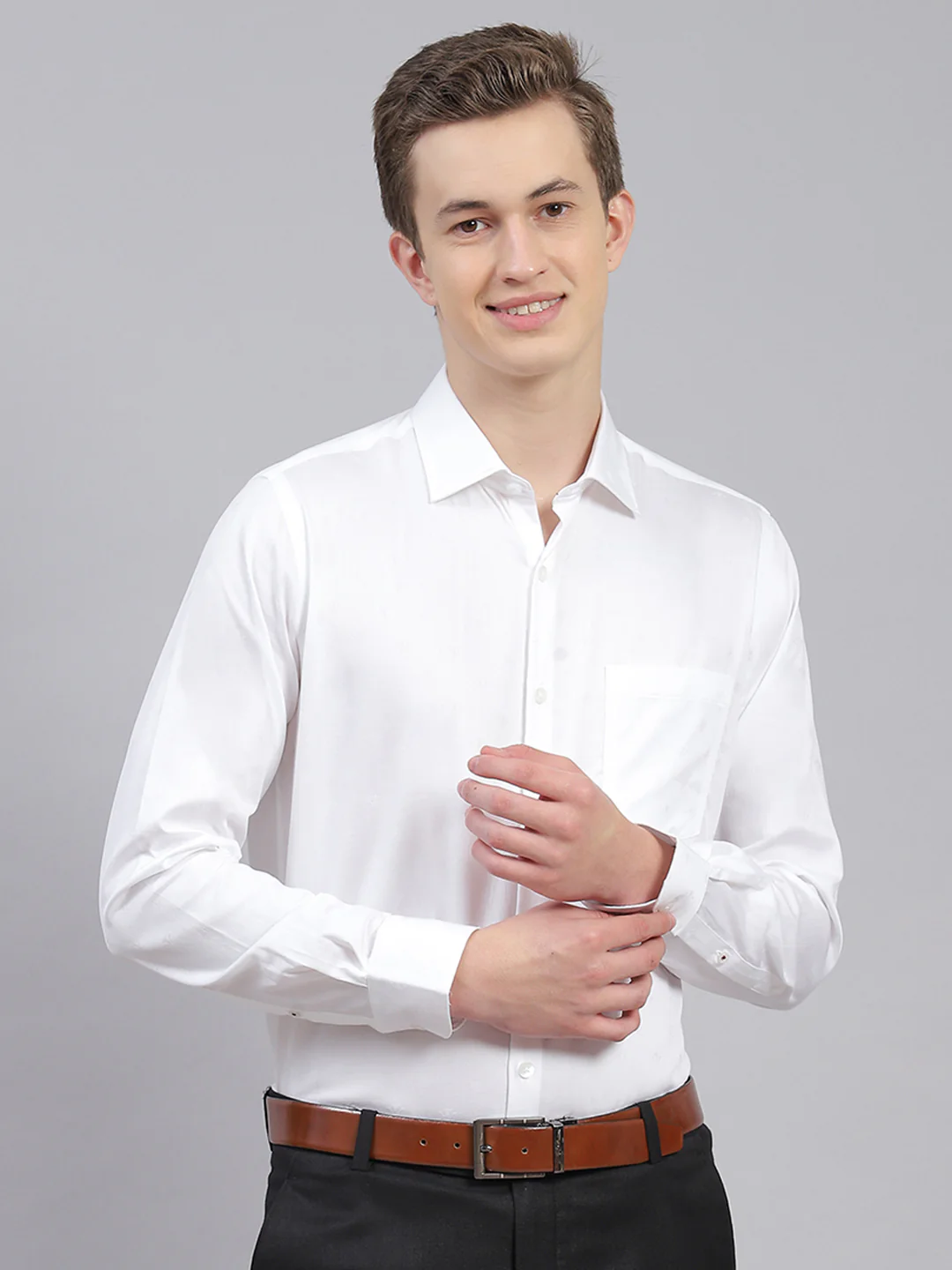 Men White Jaquard Shirt - Image 2