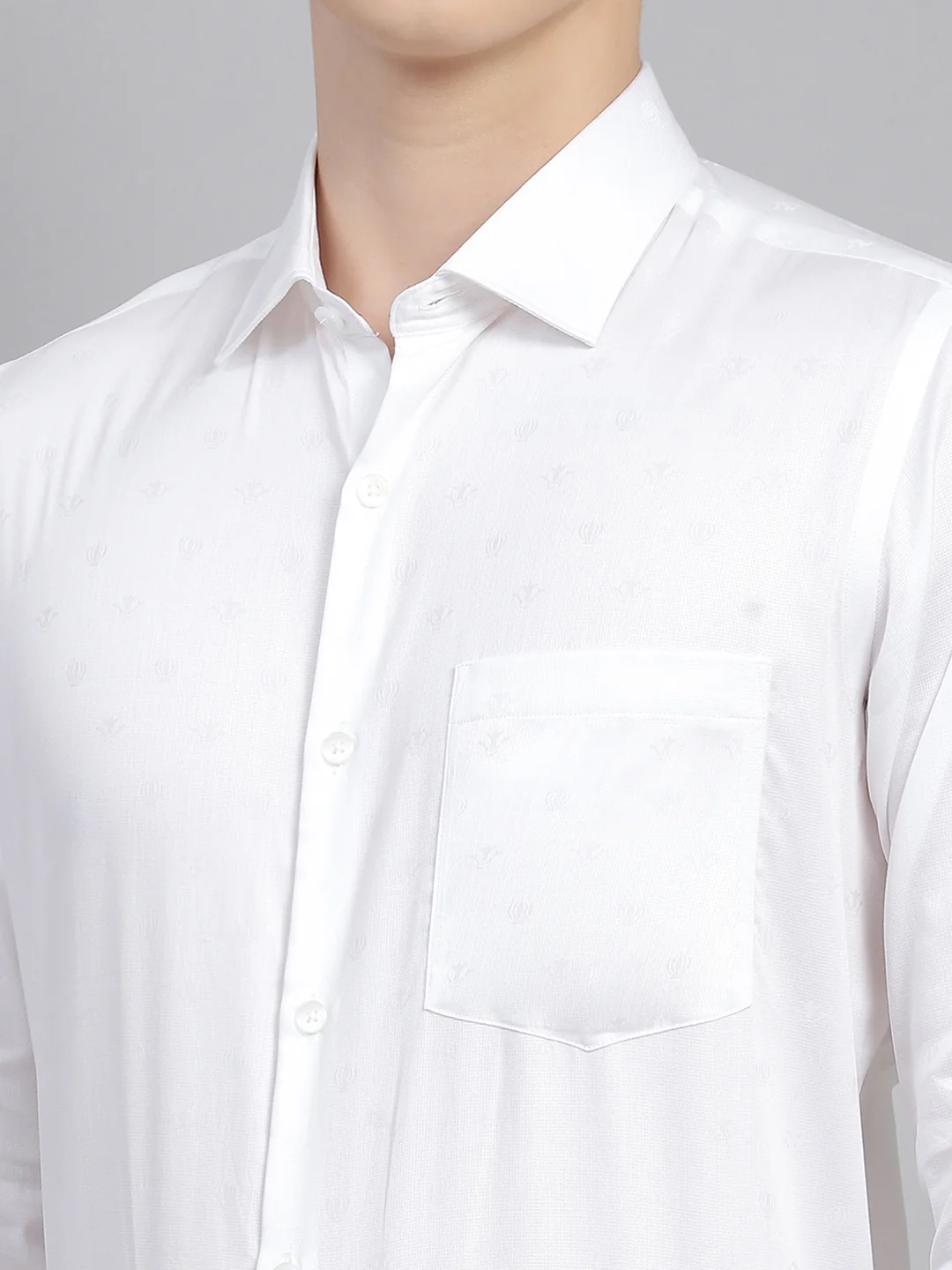 Men White Jaquard Shirt - Image 6