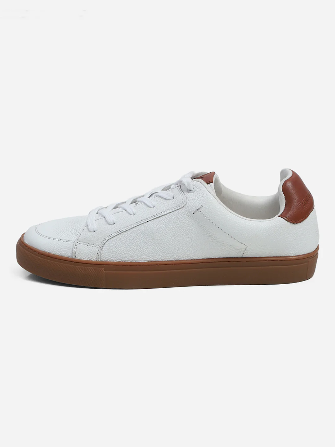 Men White Lace Up Genuine Leather Casual Sneakers - Image 6