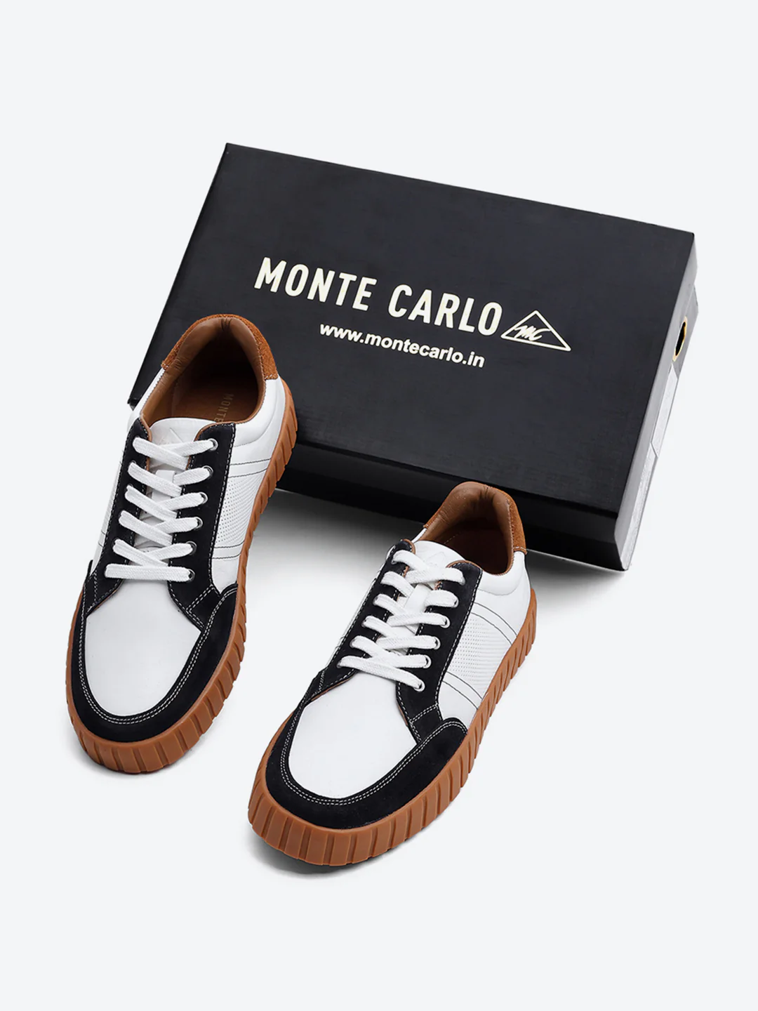 Men White Lace Up Genuine Leather Sneaker - Image 2