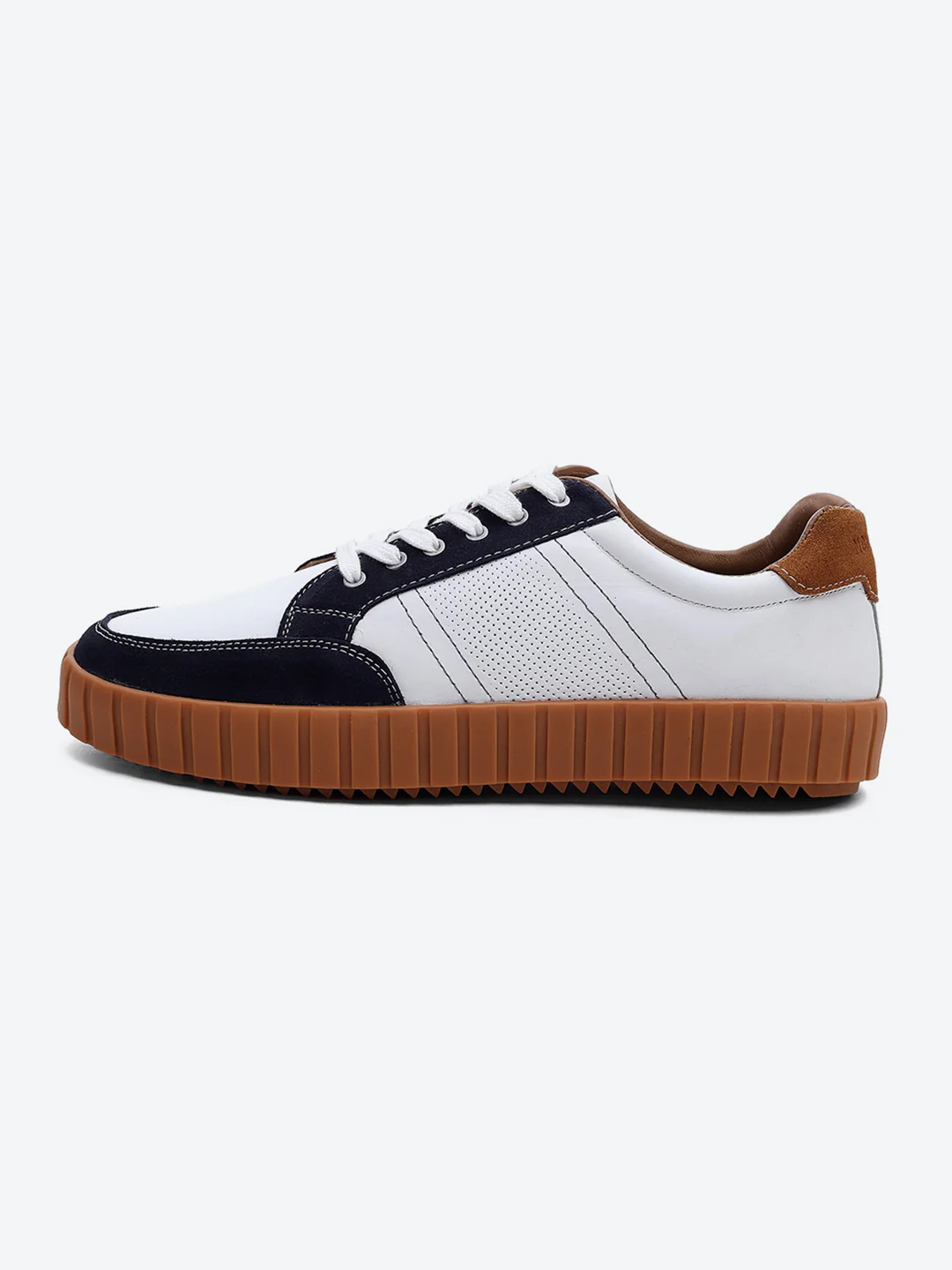Men White Lace Up Genuine Leather Sneaker - Image 4