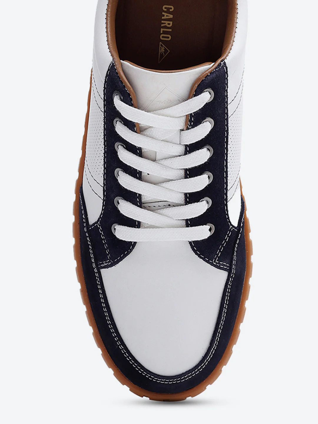 Men White Lace Up Genuine Leather Sneaker - Image 7