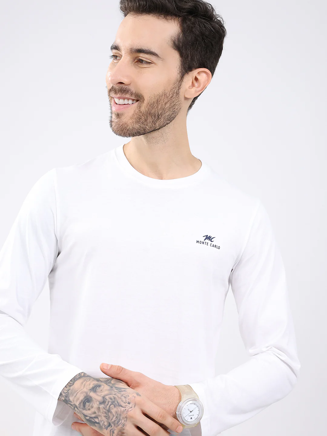 Men White & Navy Blue Solid Round Neck Full Sleeve T-Shirt (Pack of 2) - Image 11