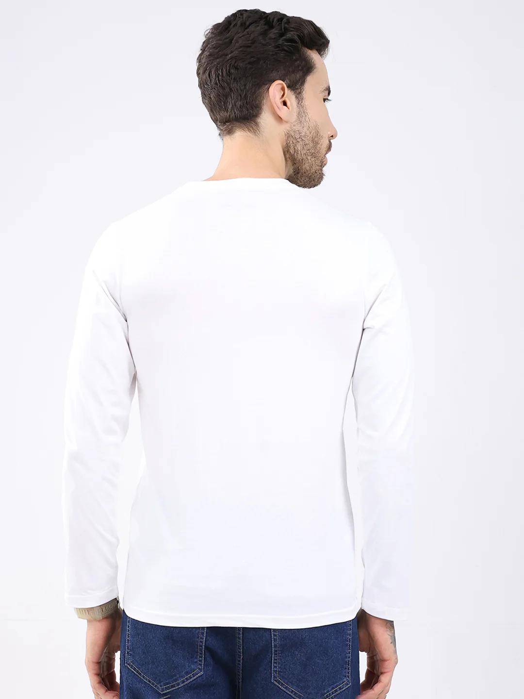 Men White & Navy Blue Solid Round Neck Full Sleeve T-Shirt (Pack of 2) - Image 6