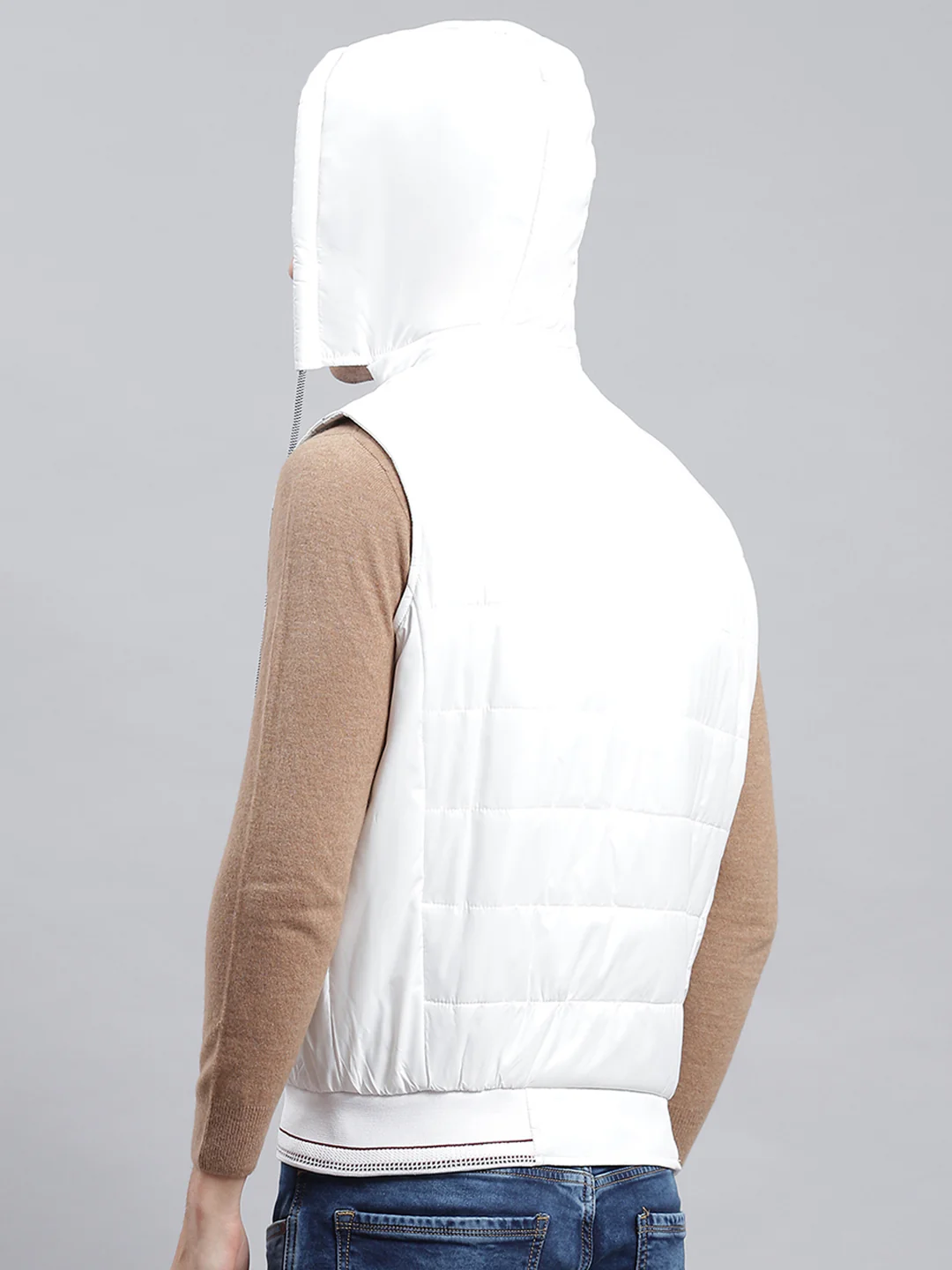 Men White Plain Jacket - Image 6
