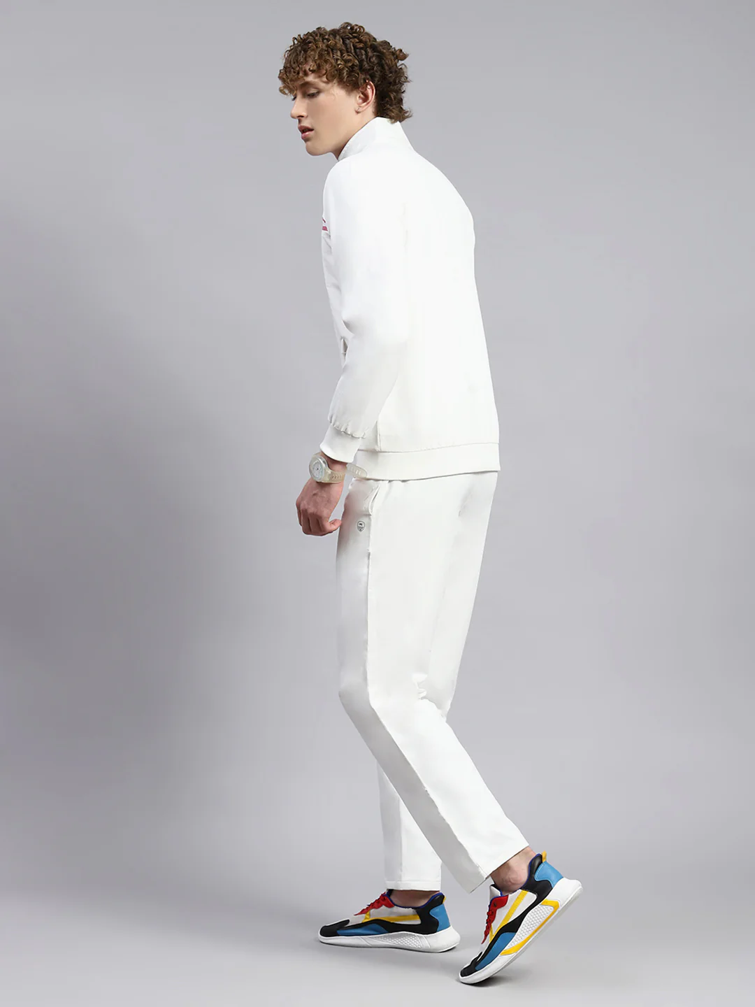 Men White Plain Tracksuit - Image 5