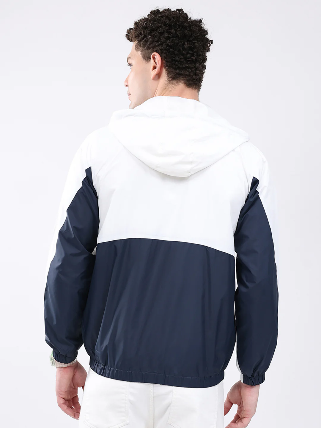 Men White Printed Collar Full Sleeve Jacket - Image 5