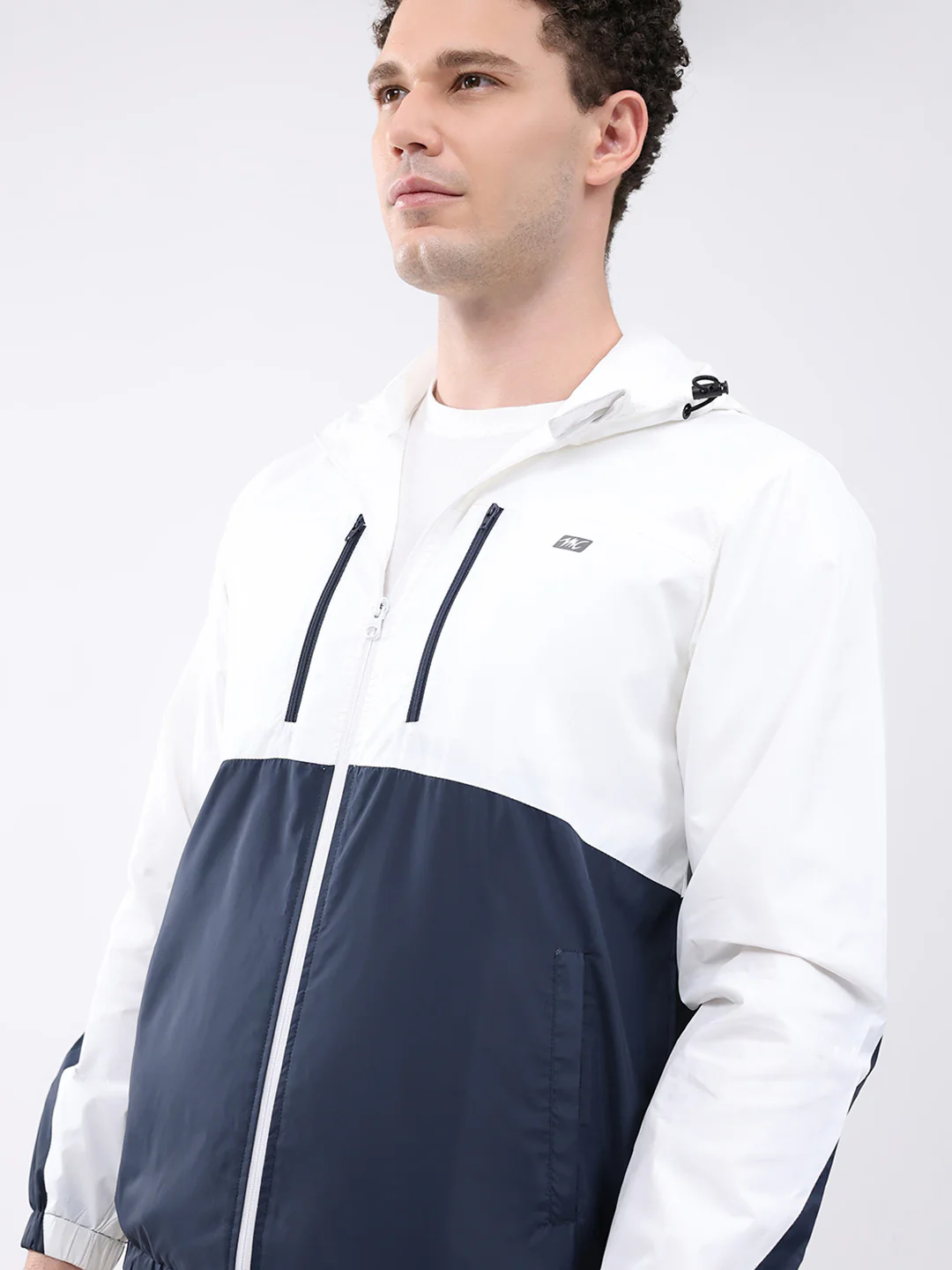 Men White Printed Collar Full Sleeve Jacket - Image 7