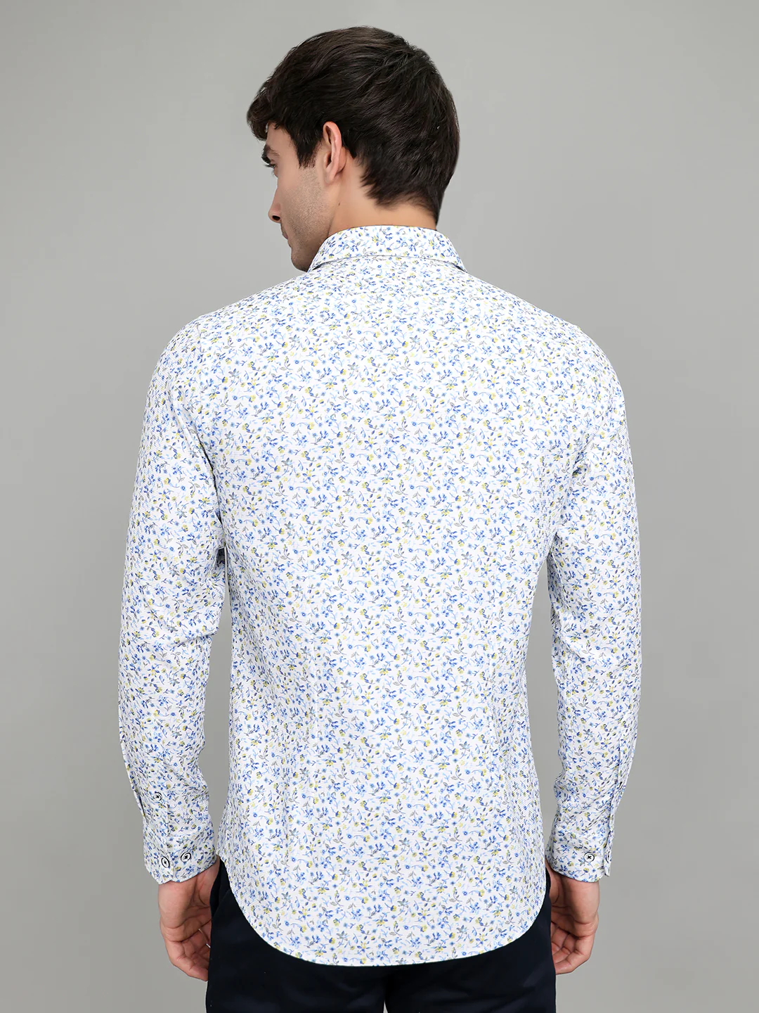 Men White Printed Collar Full Sleeve Shirt - Image 4