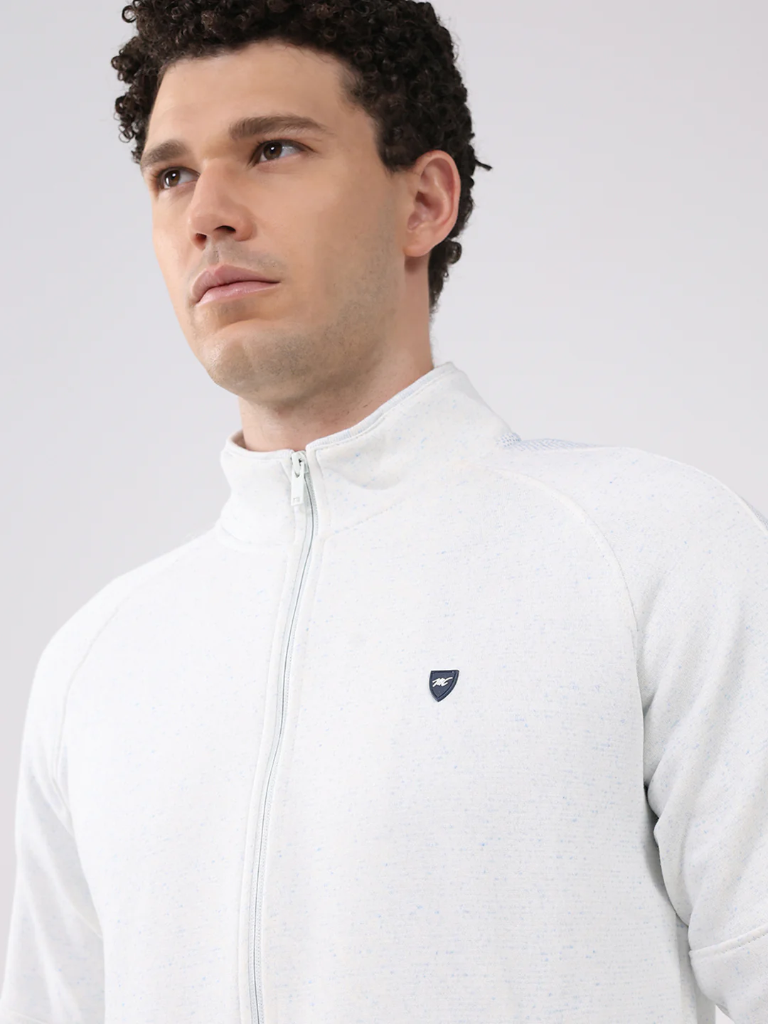 Men White Printed Collar Full Sleeve Winter Tracksuit - Image 6
