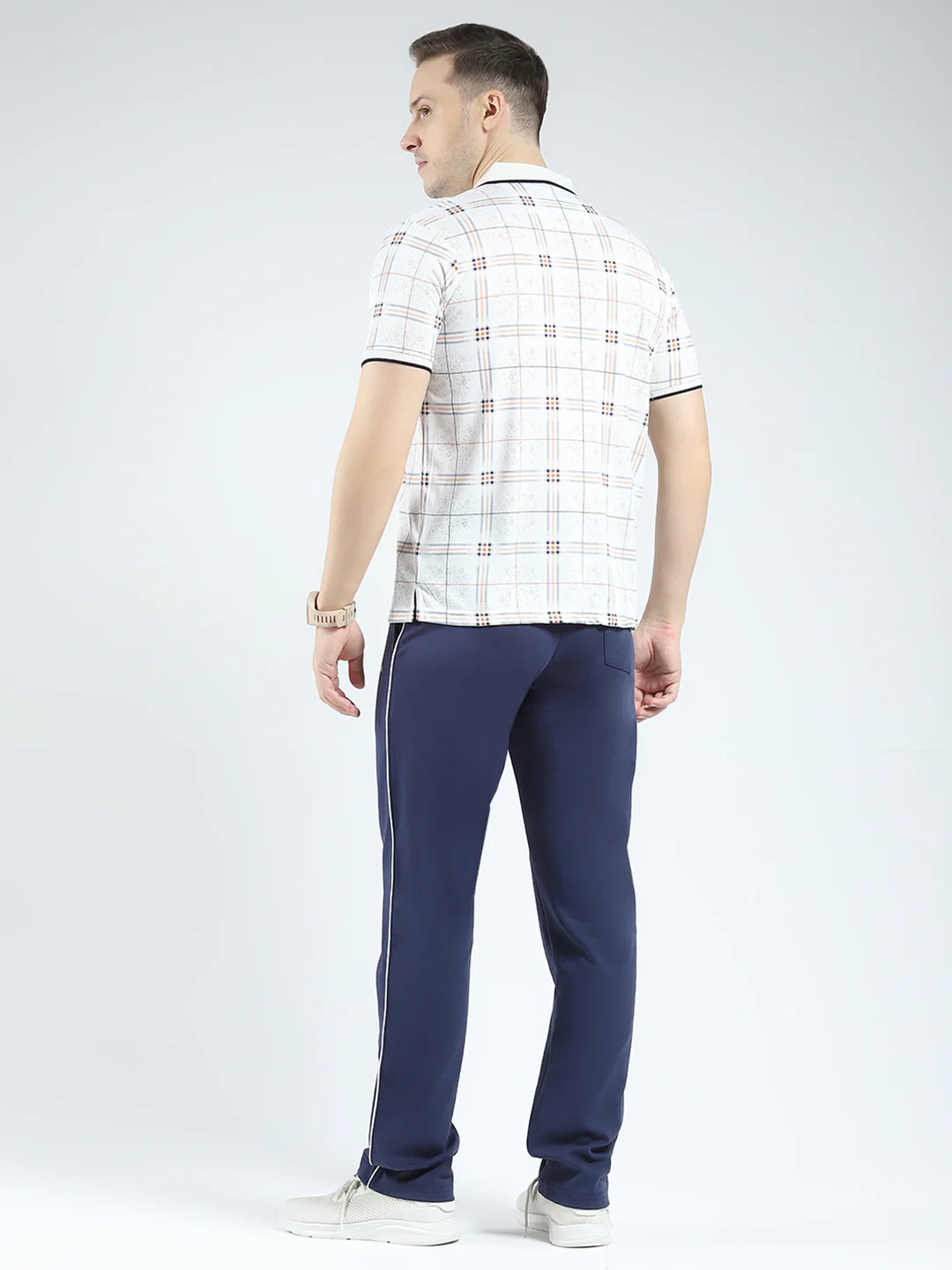 Men White Printed Collar Half Sleeve Lower Set - Image 5