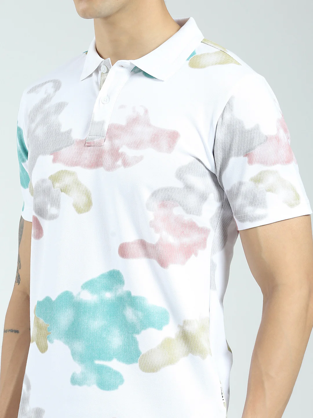 Rock.it Men White Printed Collar Half Sleeve T-Shirt - Image 7