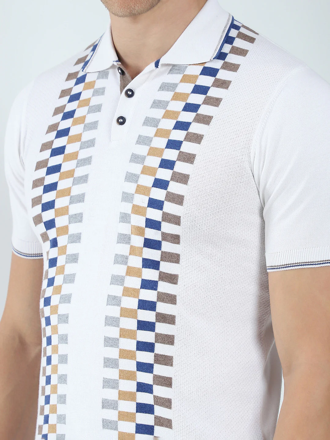 Men White Printed Collar Half Sleeve T-Shirt - Image 7