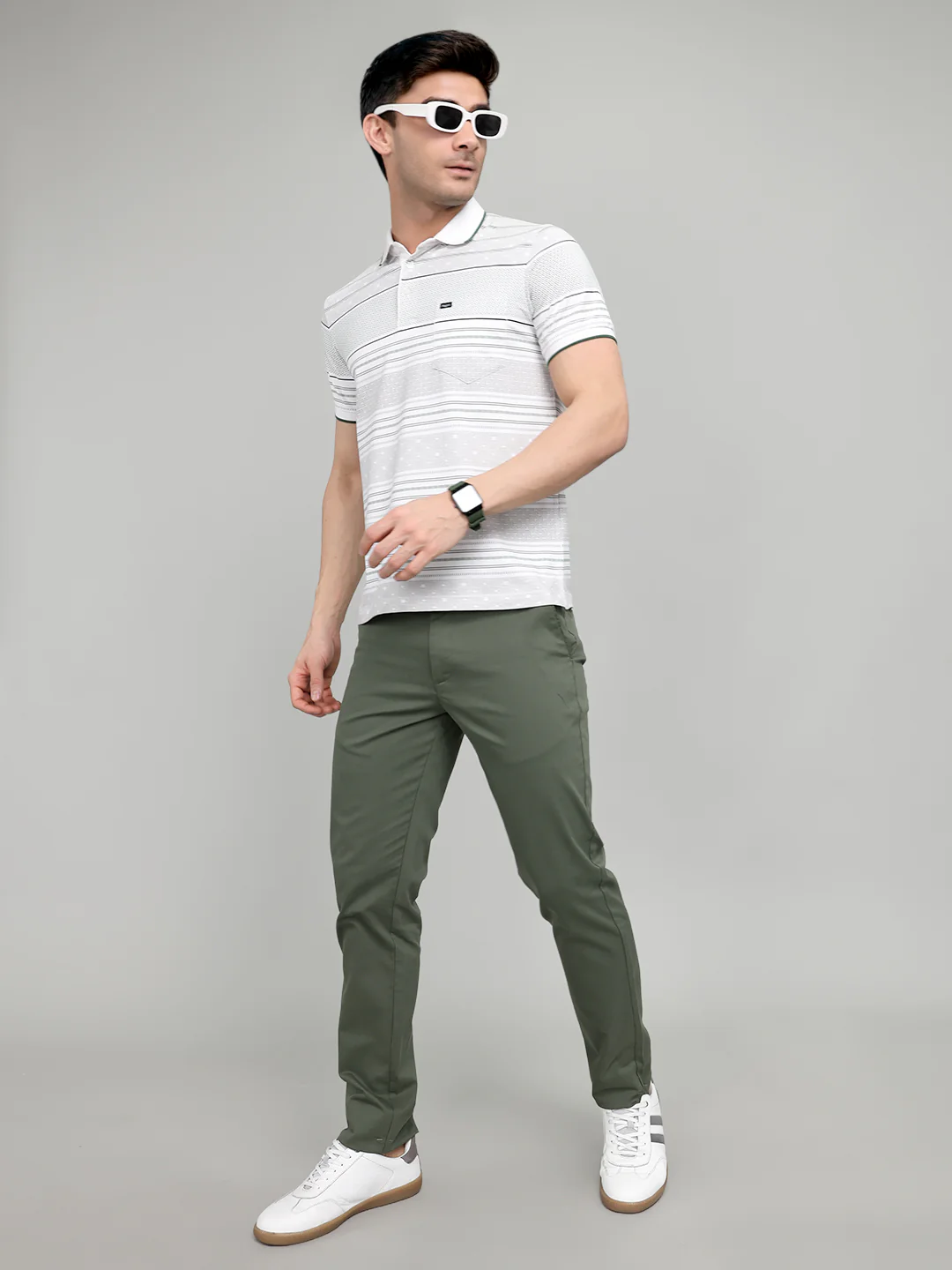 Men White Printed Collar Half Sleeve T-Shirt - Image 5