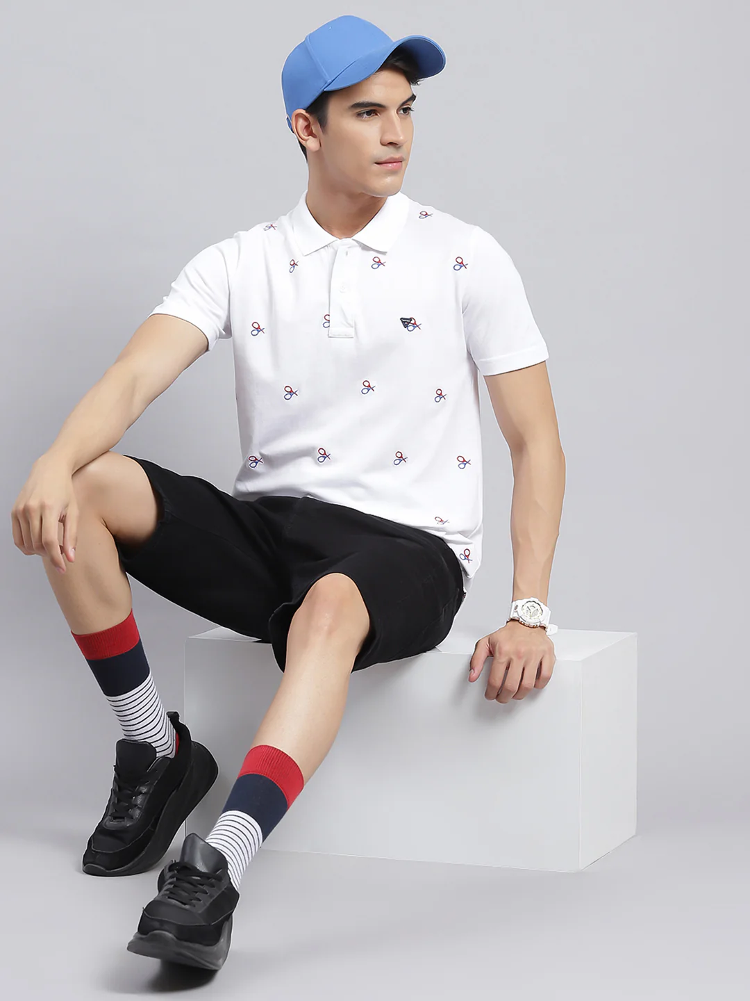 Men White Printed Cotton Blend T-Shirt - Image 2
