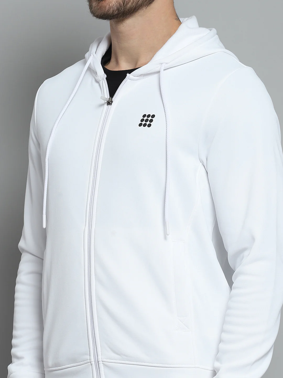 Rock.it Men White Printed Hooded Full Sleeve Sweatshirt - Image 6