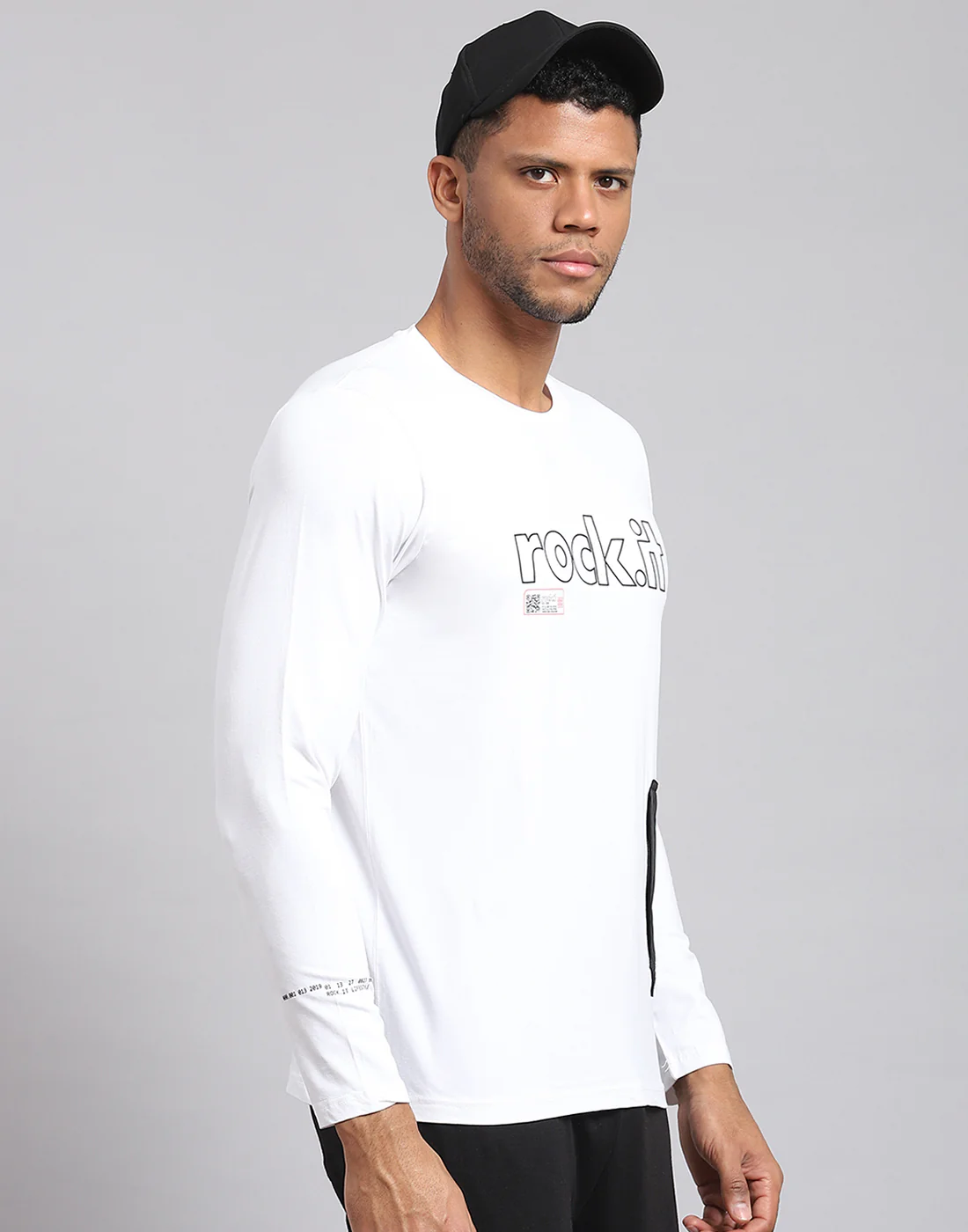 Rock.it Men White Printed Round Neck Full Sleeve Active T-Shirt - Image 4