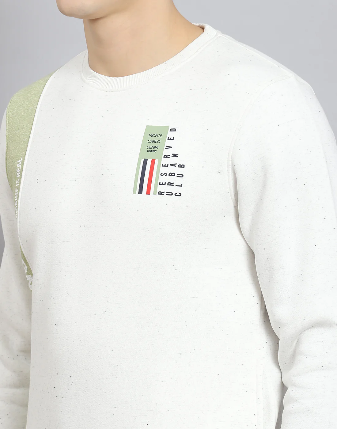 Men White Printed Round Neck Full Sleeve Sweatshirt - Image 8