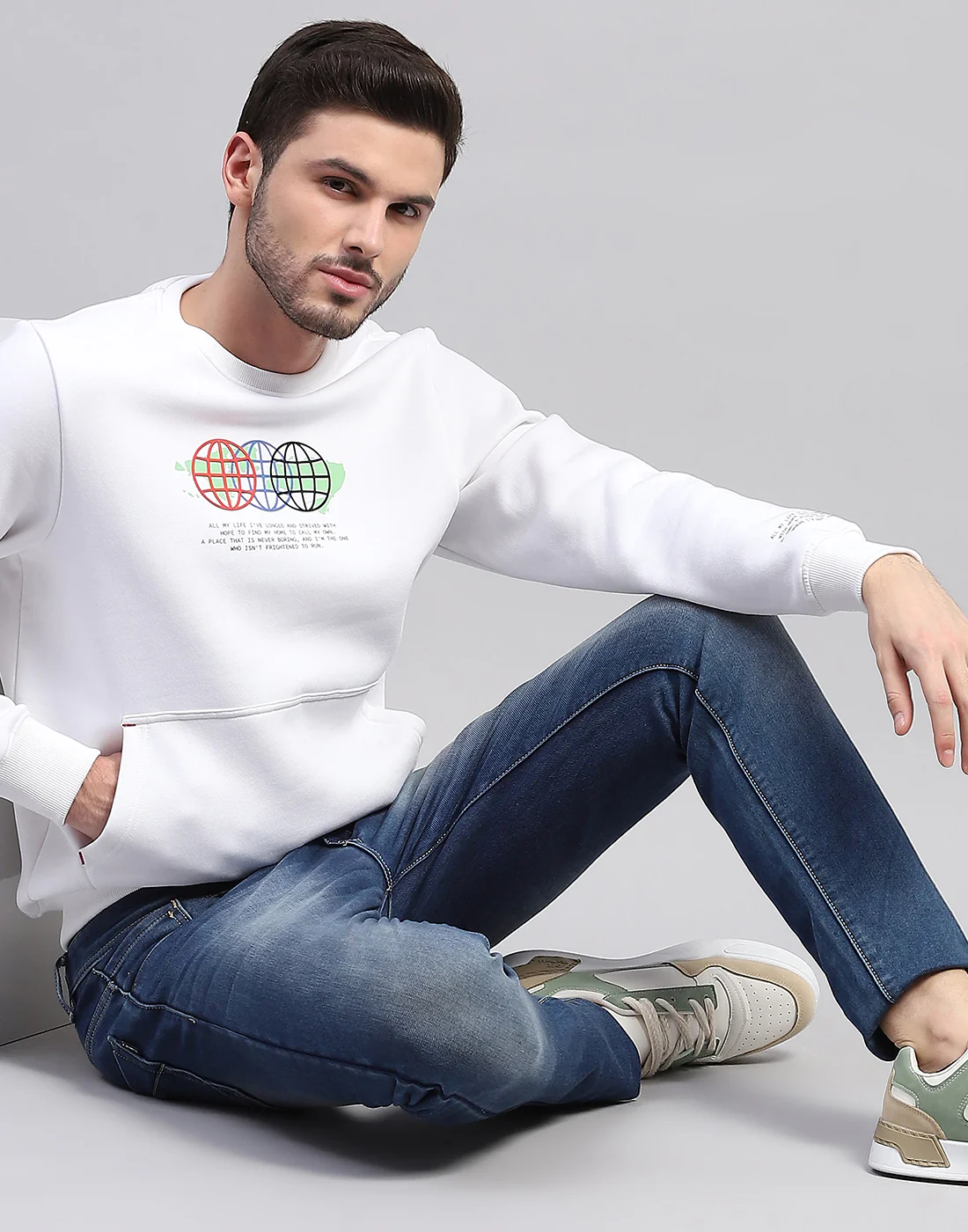 Rock.it Men White Printed Round Neck Full Sleeve Sweatshirt - Image 6