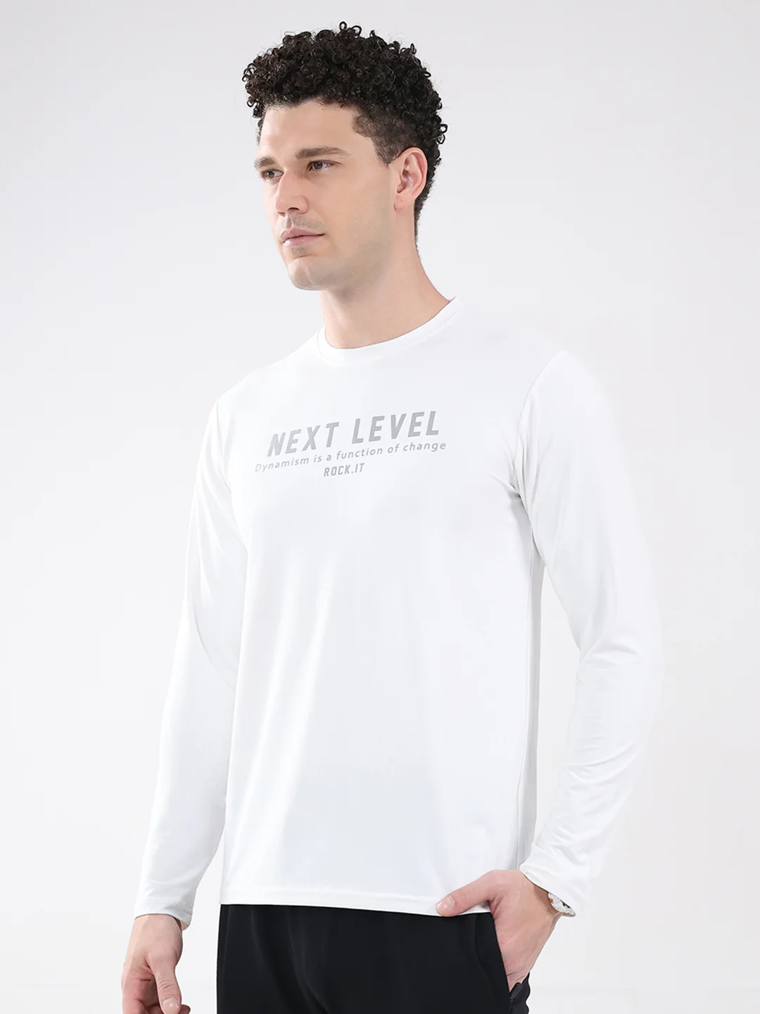 Rock.it Men White Printed Round Neck Full Sleeve Winter T-Shirt - Image 3