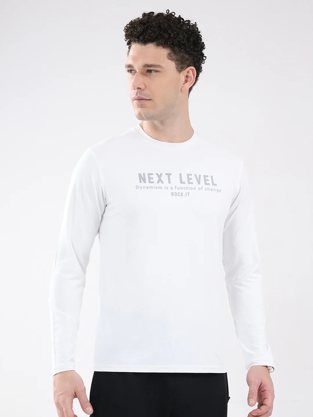 Rock.it Men White Printed Round Neck Full Sleeve Winter T-Shirt - Image 4