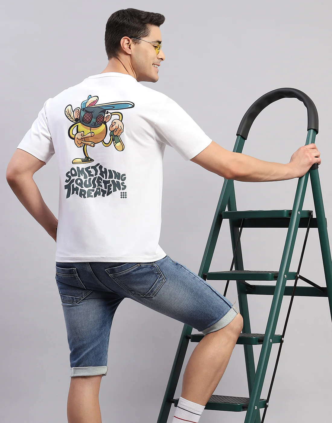 Rock.it Men White Printed Round Neck Half Sleeve T-Shirt - Image 6