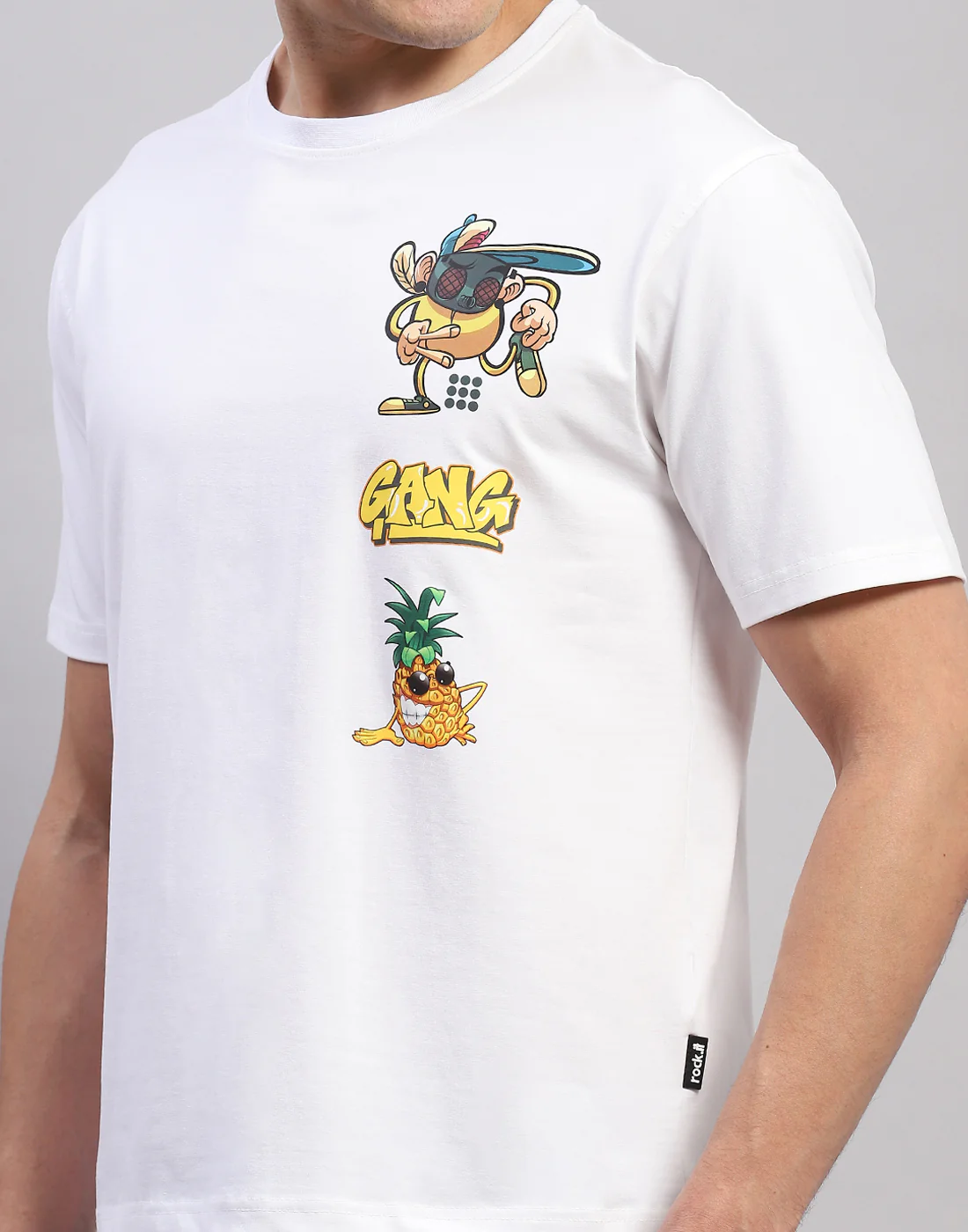 Rock.it Men White Printed Round Neck Half Sleeve T-Shirt - Image 7