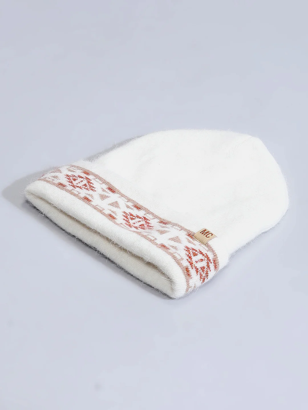 Men White Self Design Cap - Image 6