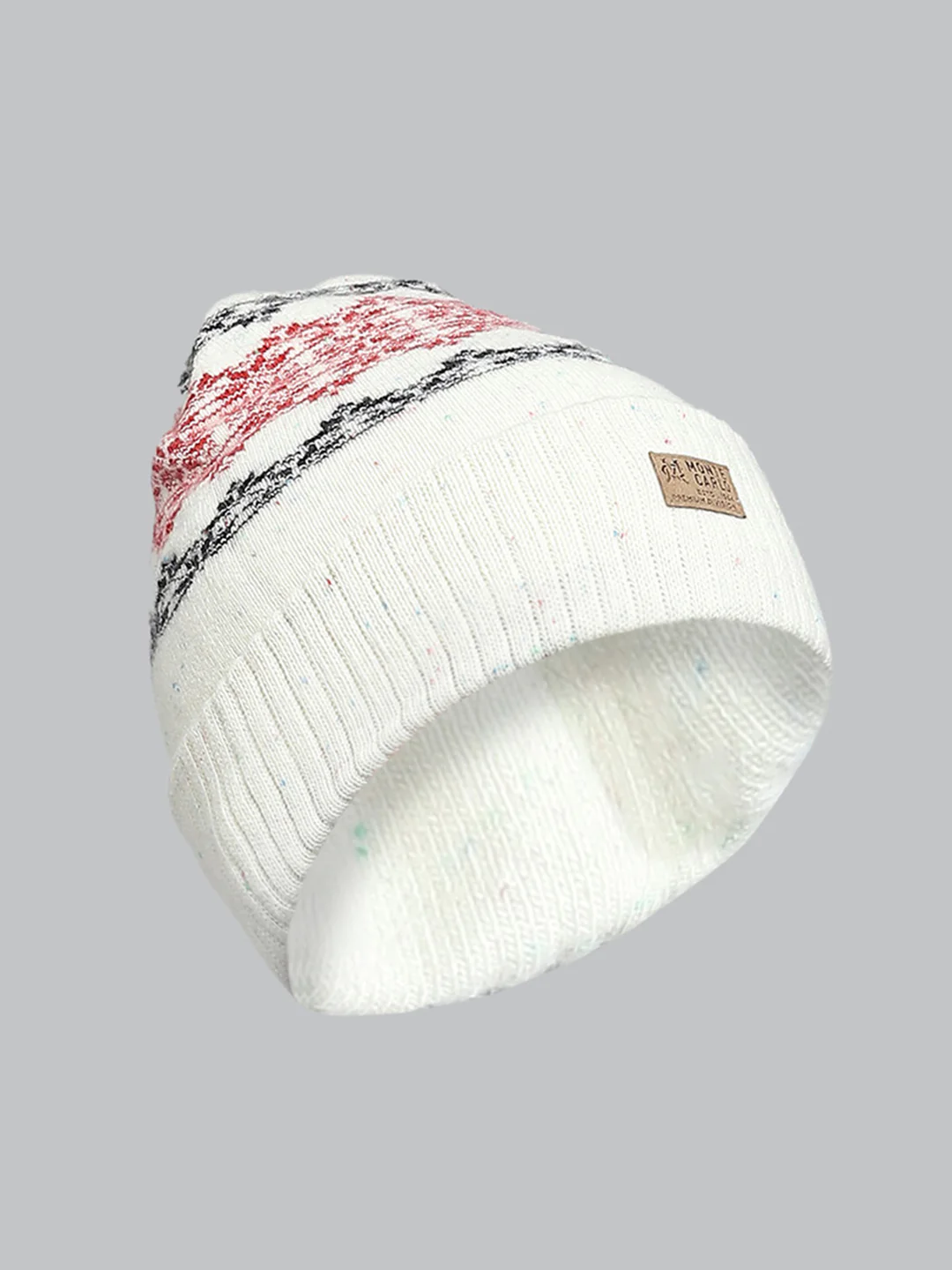 Men White Self Design Cap - Image 2