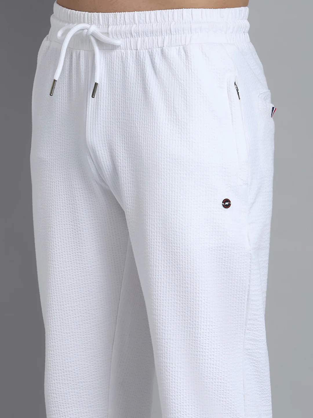 Men White Self Design Collar Half Sleeve Lower Set - Image 8