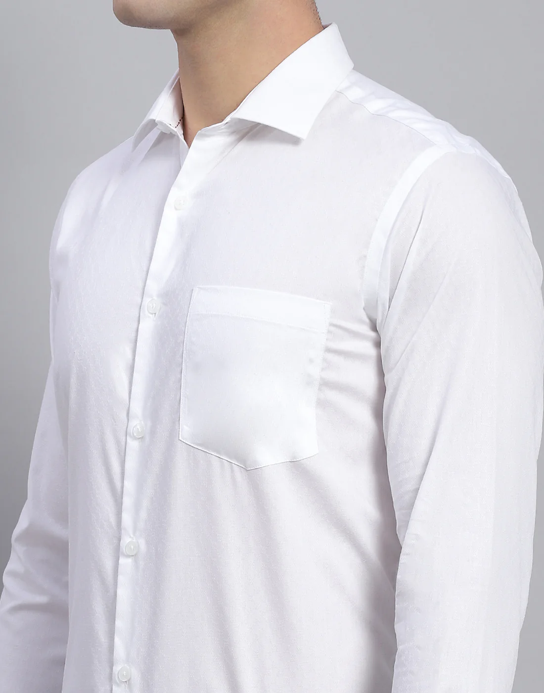 Men White Solid Collar Full Sleeve Shirt - Image 7