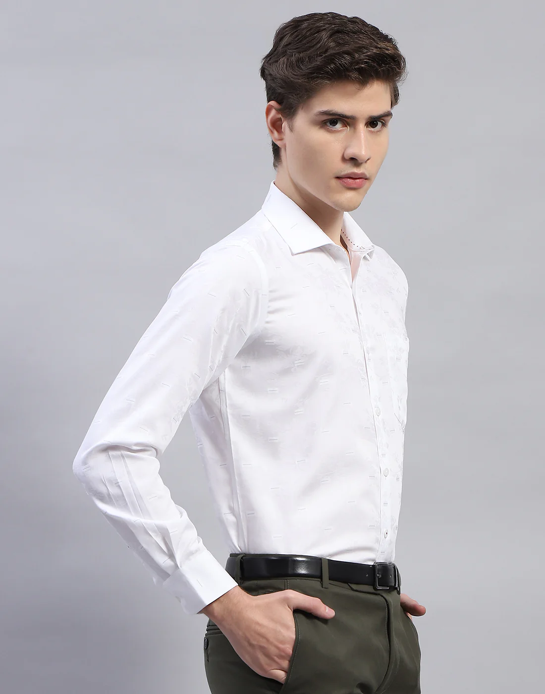Men White Solid Collar Full Sleeve Shirt - Image 5