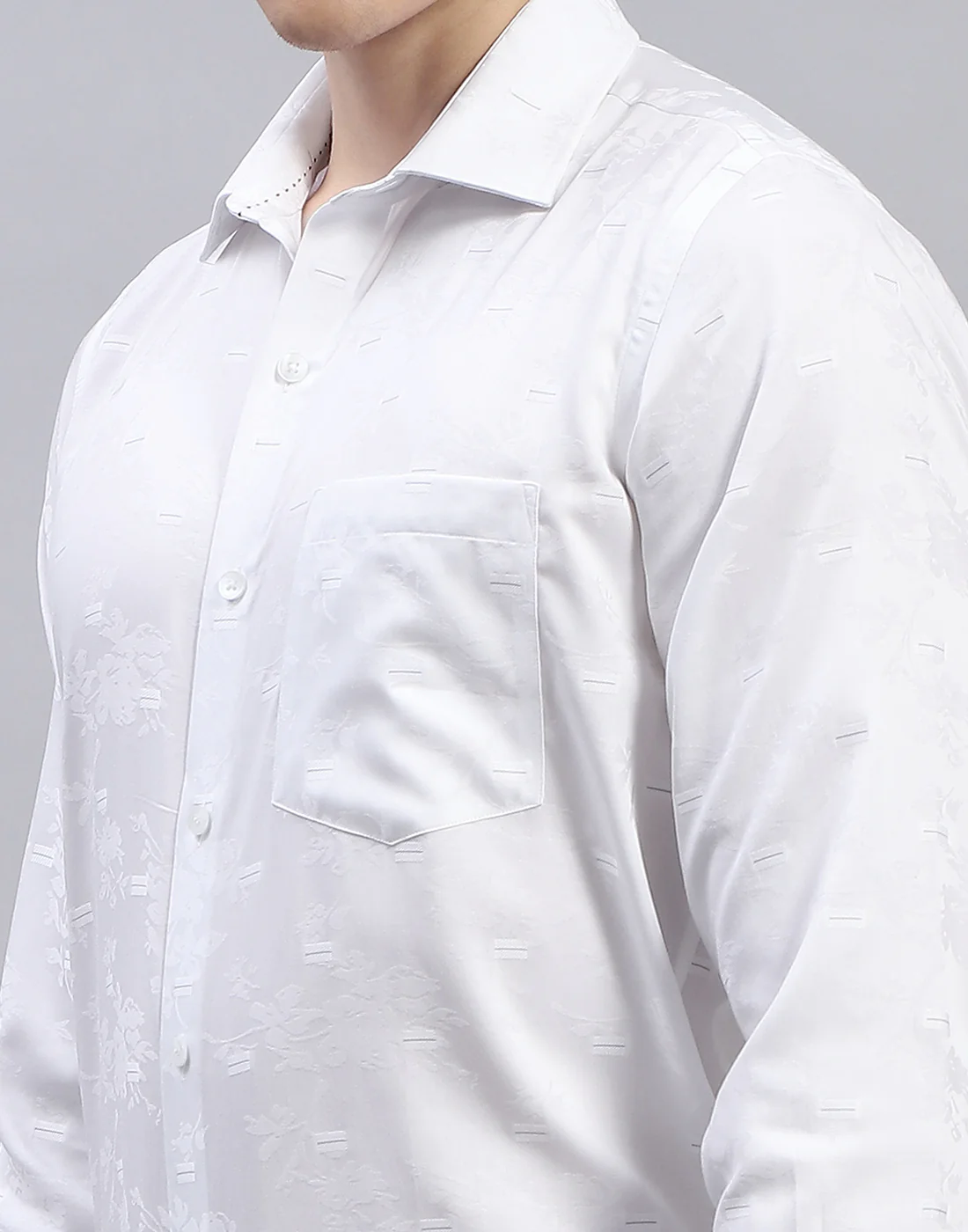 Men White Solid Collar Full Sleeve Shirt - Image 7