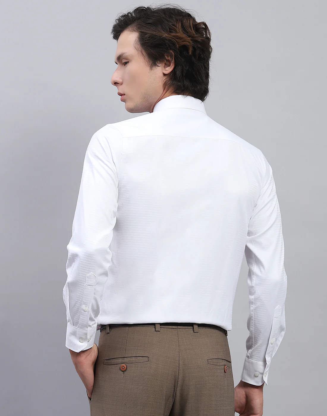 Men White Solid Collar Full Sleeve Shirt - Image 5