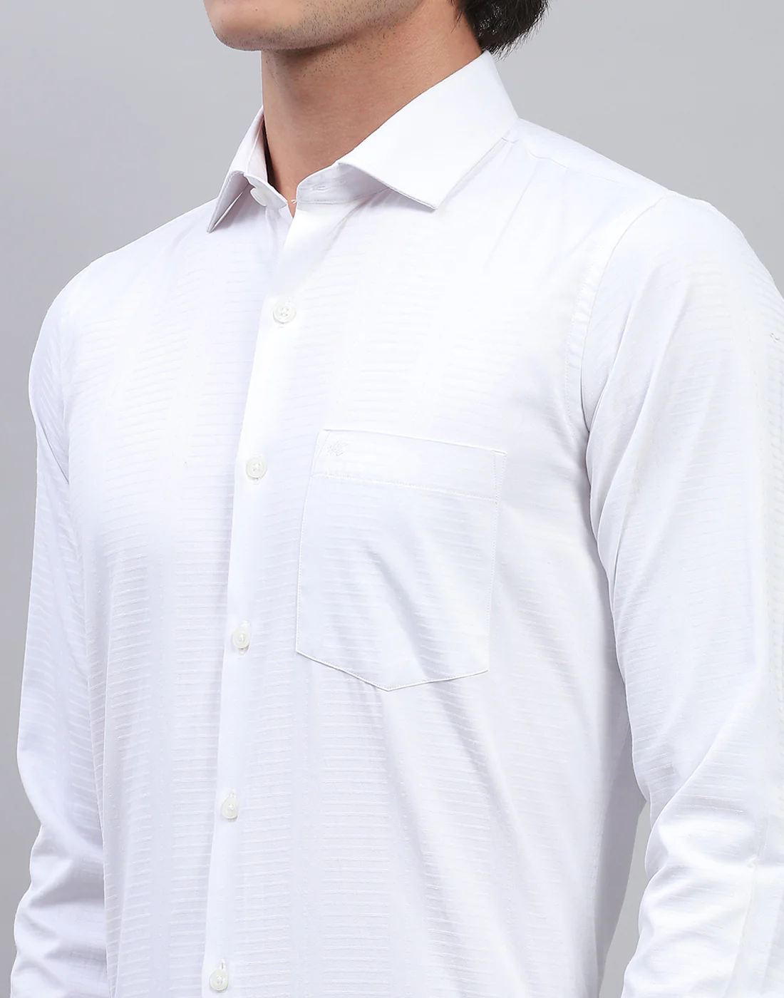 Men White Solid Collar Full Sleeve Shirt - Image 7
