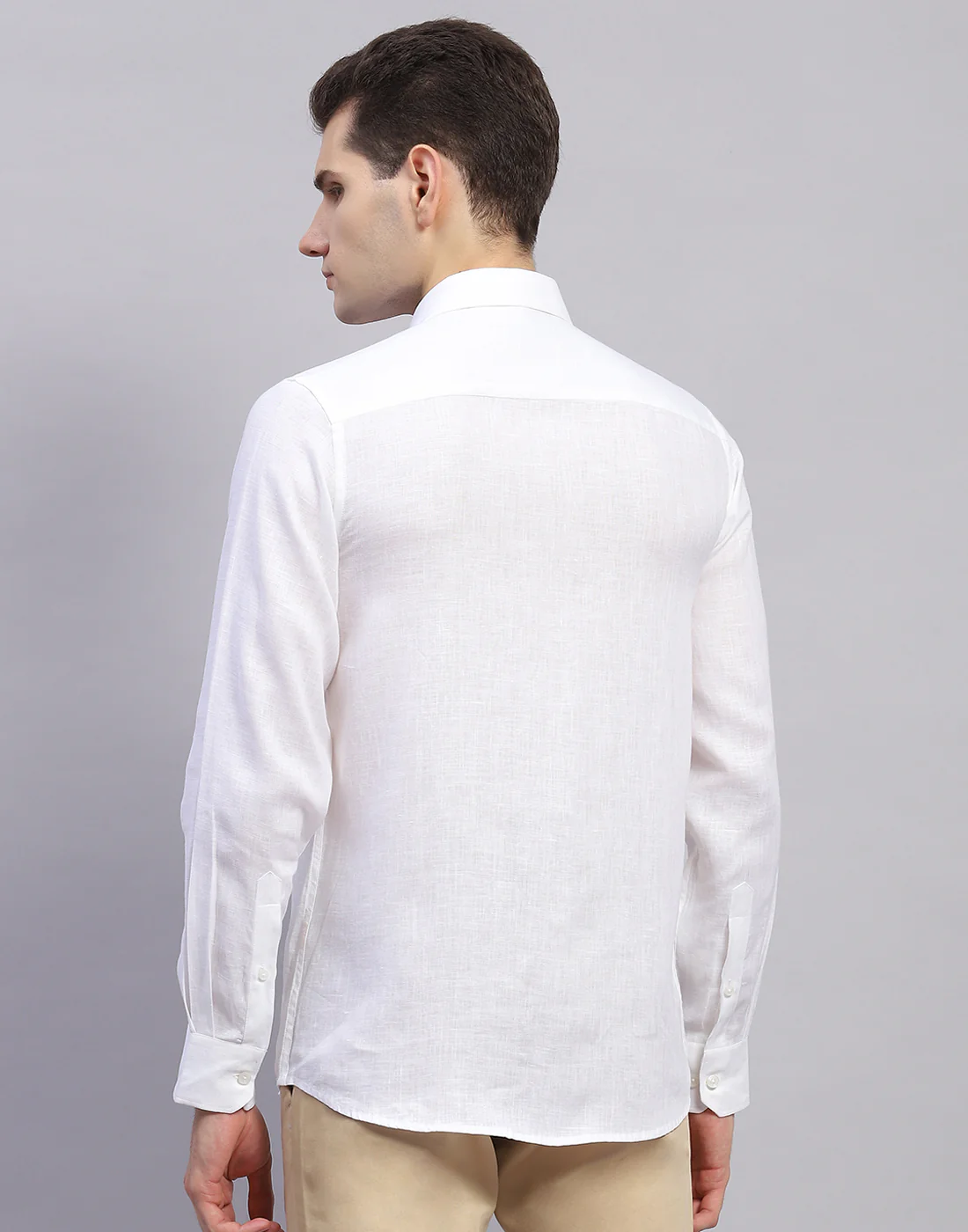 Men White Solid Collar Full Sleeve Shirt - Image 5