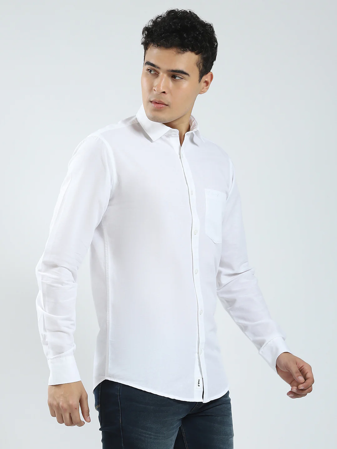Rock.it Men White Solid Collar Full Sleeve Shirt - Image 4