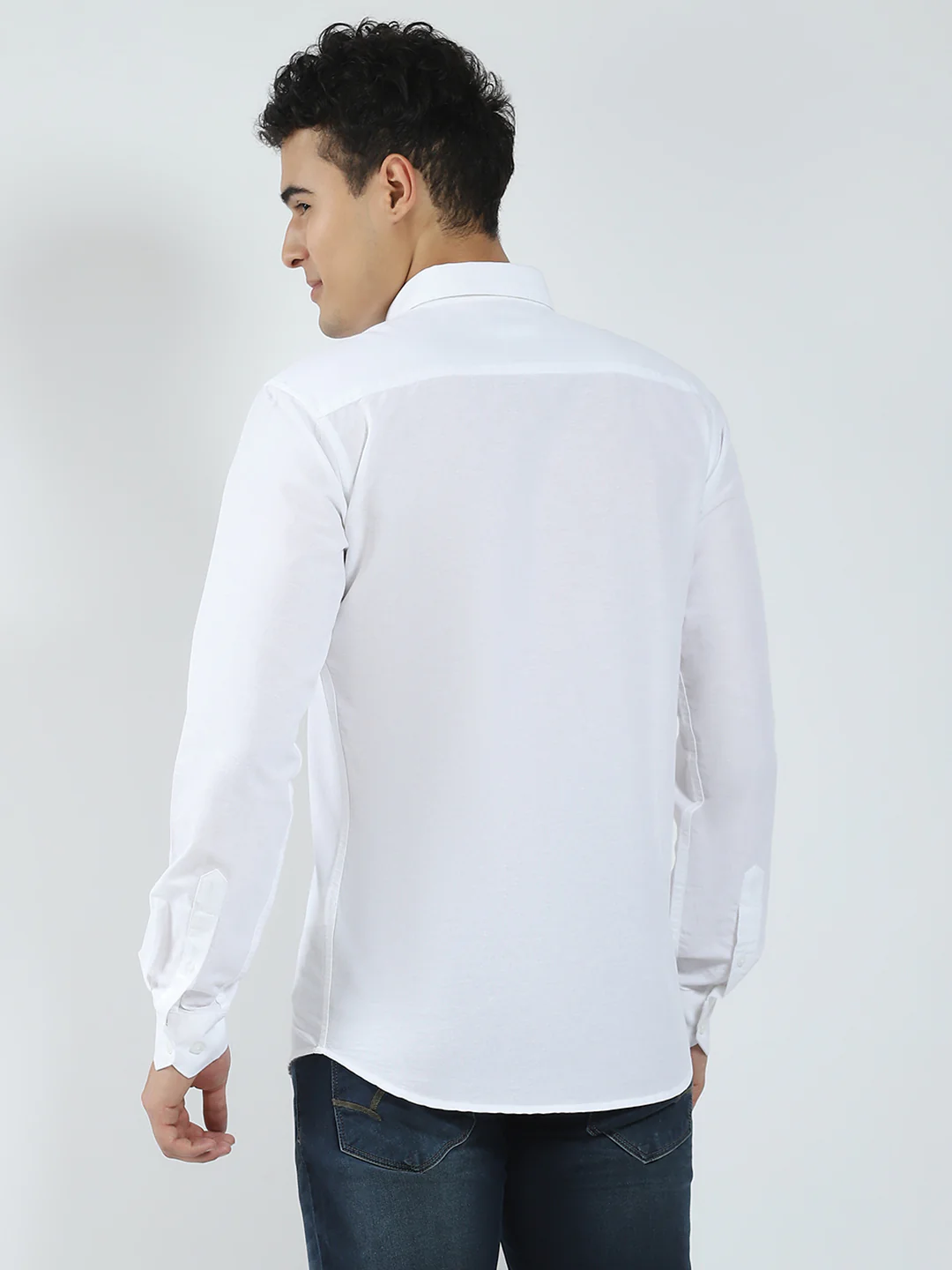 Rock.it Men White Solid Collar Full Sleeve Shirt - Image 5
