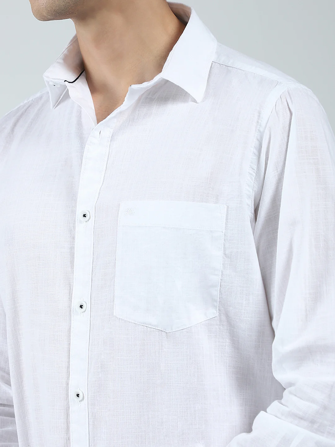 Men White Solid Collar Full Sleeve Shirt - Image 6