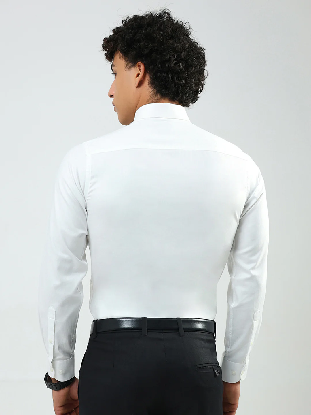 Men White Solid Collar Full Sleeve Shirt - Image 5