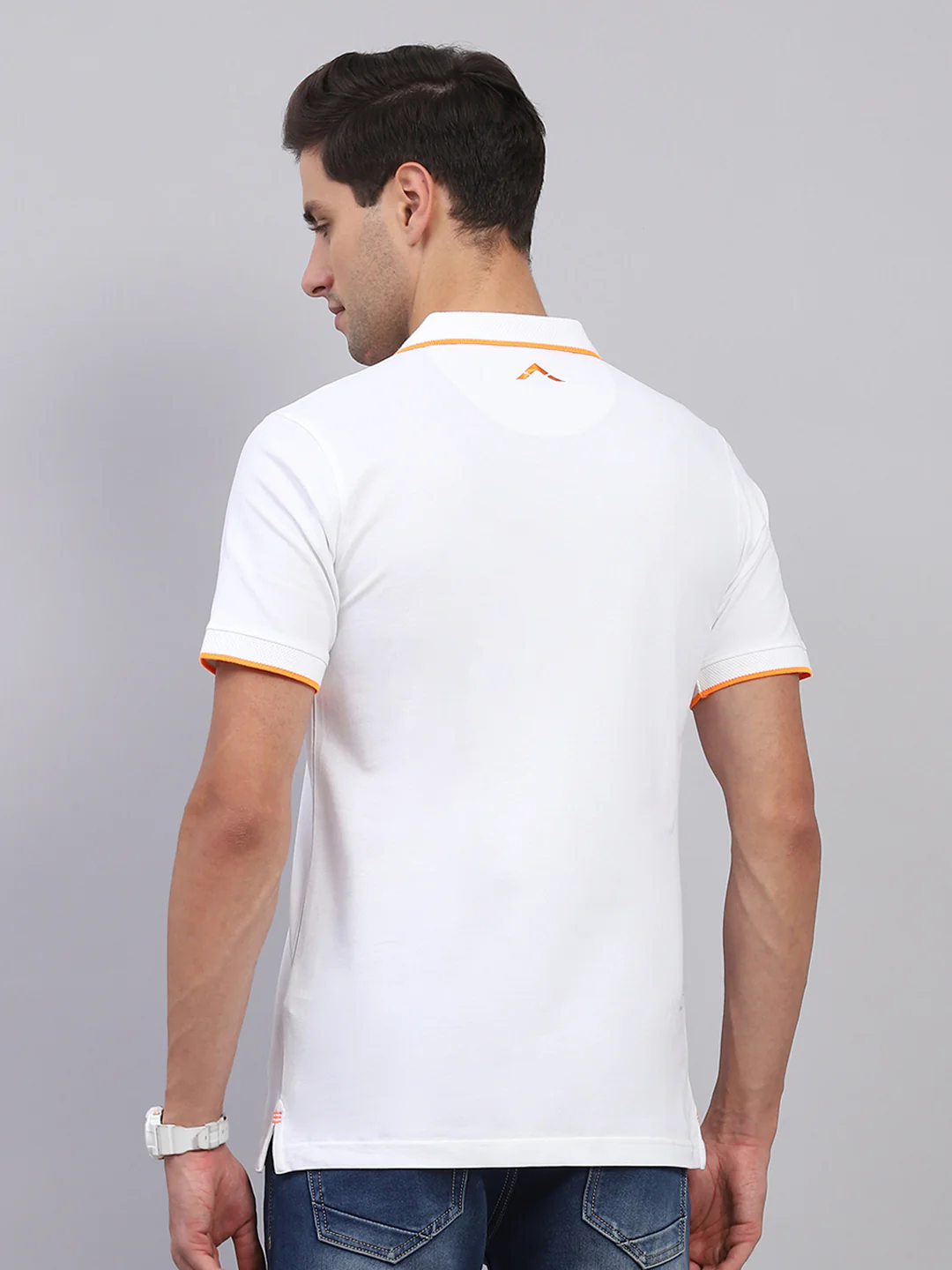 Rock.it Men White Solid Collar Half Sleeve T-Shirt - Image 5