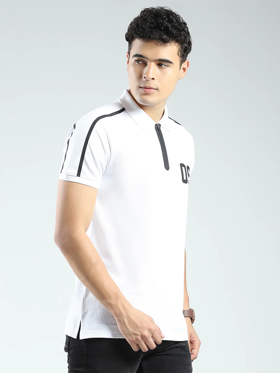 Rock.it Men White Solid Collar Half Sleeve T-Shirt - Image 4