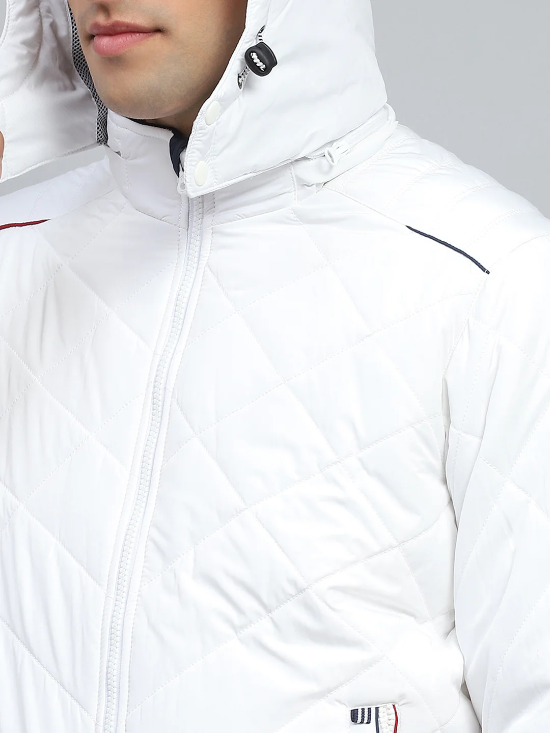 Men White Solid Hooded Full Sleeve Jacket - Image 7