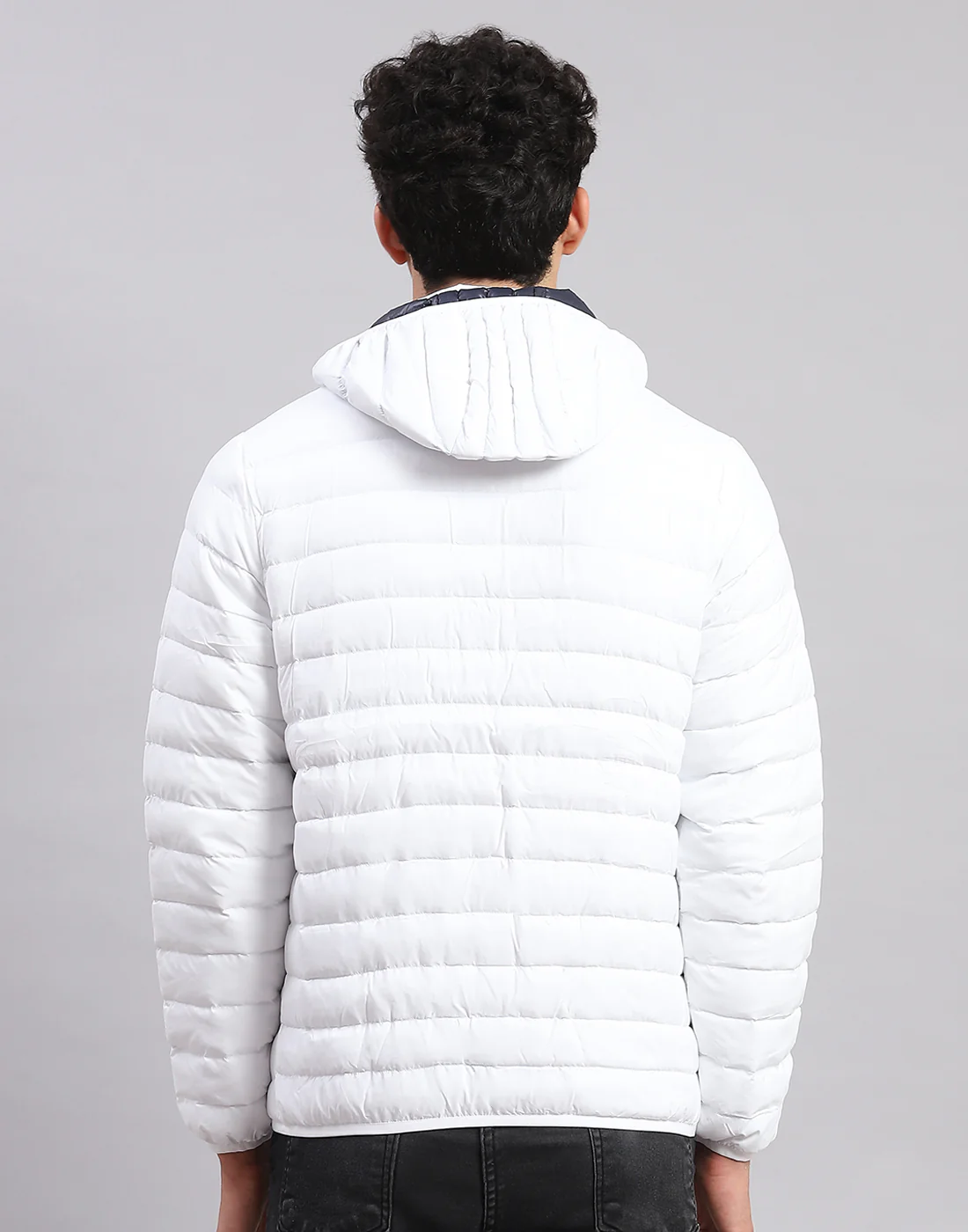 Men White Solid Hooded Full Sleeve Jackets - Image 5