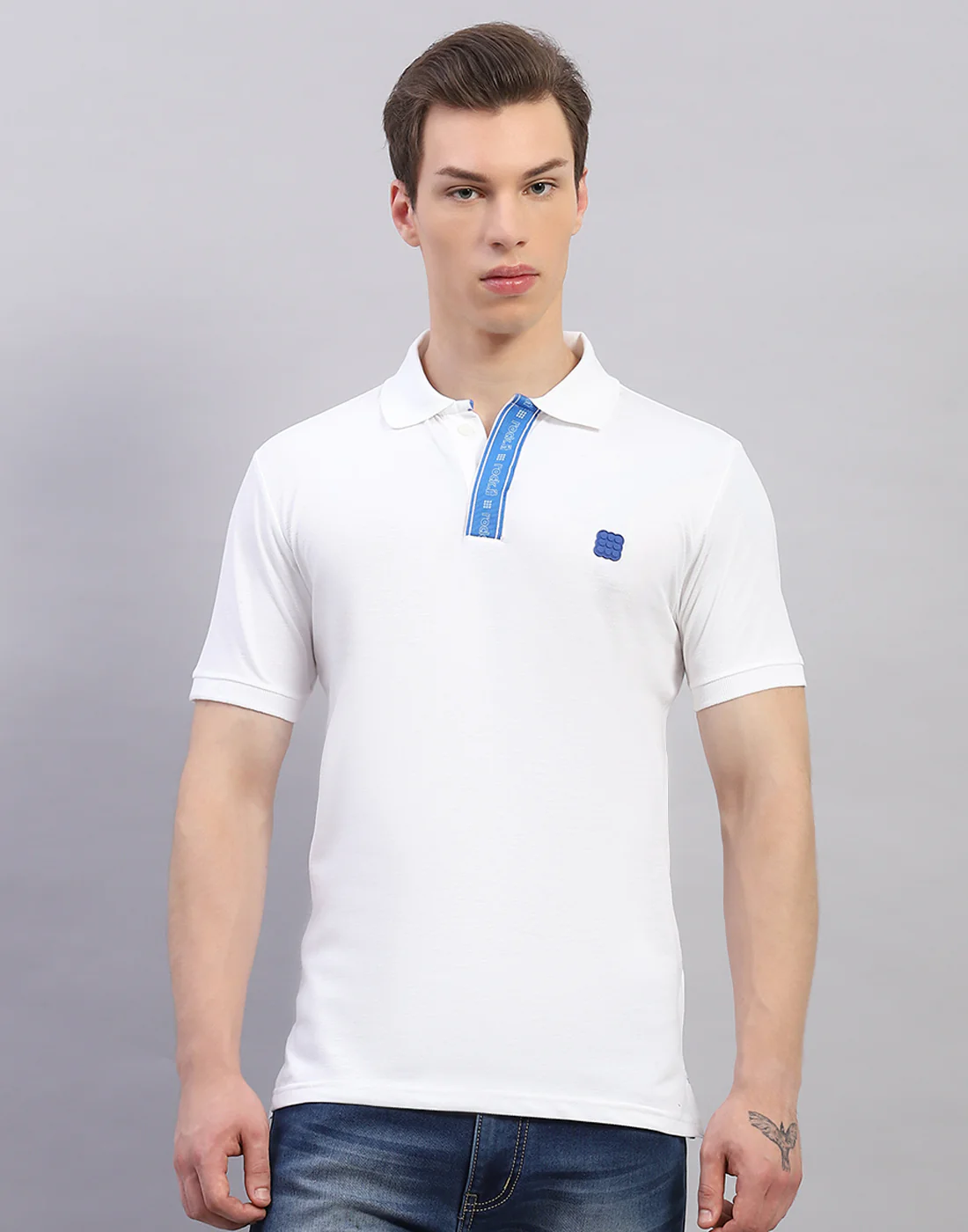 Rock.it Men White Solid Polo Collar Half Sleeve T-Shirt - Image 2