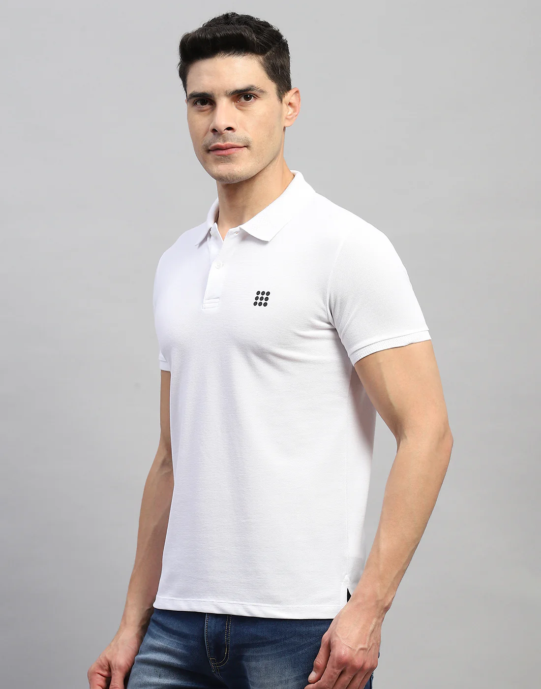 Rock.it Men White Solid Polo Collar Half Sleeve T-Shirt - Image 3