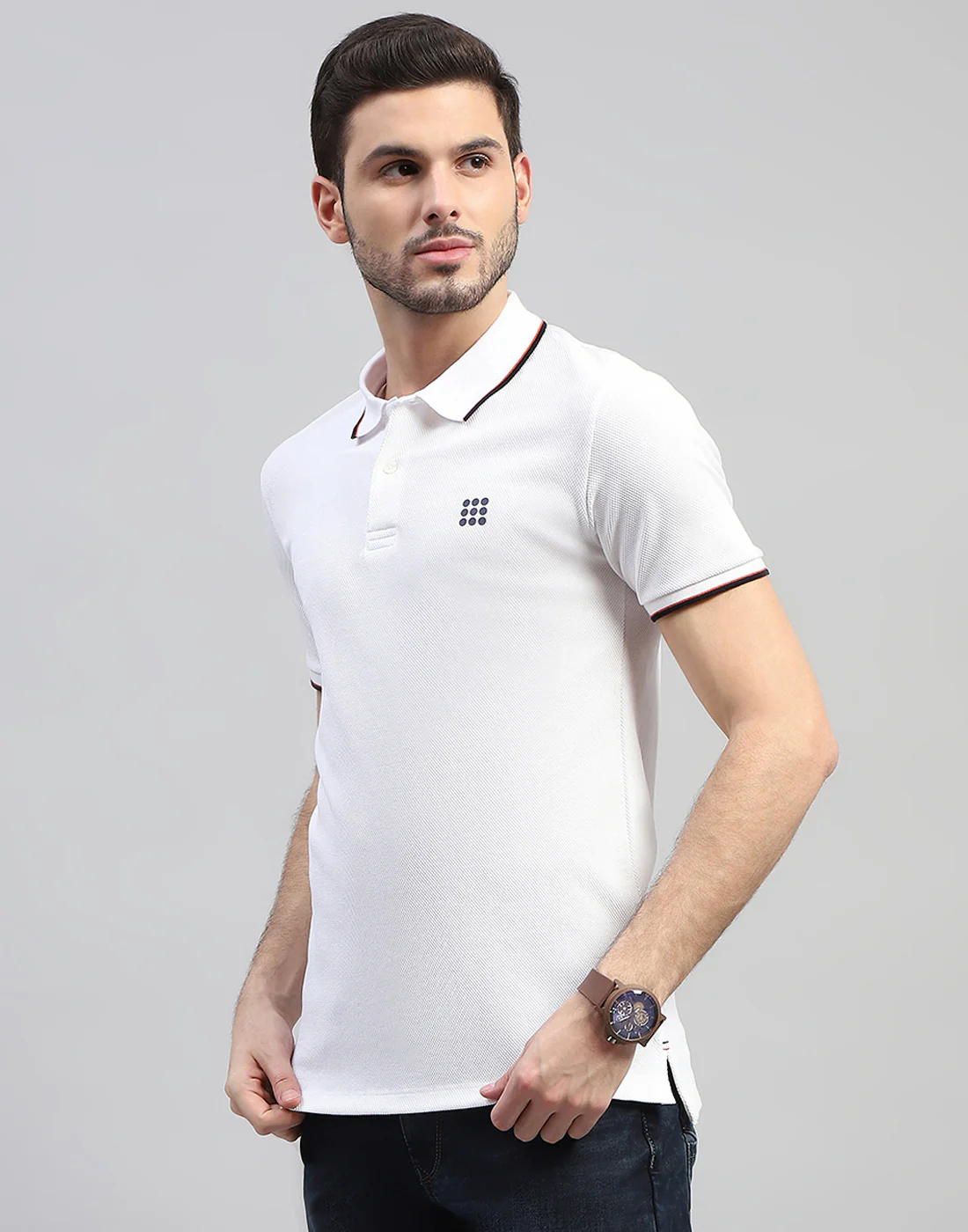 Rock.it Men White Solid Polo Collar Half Sleeve T-Shirt - Image 4